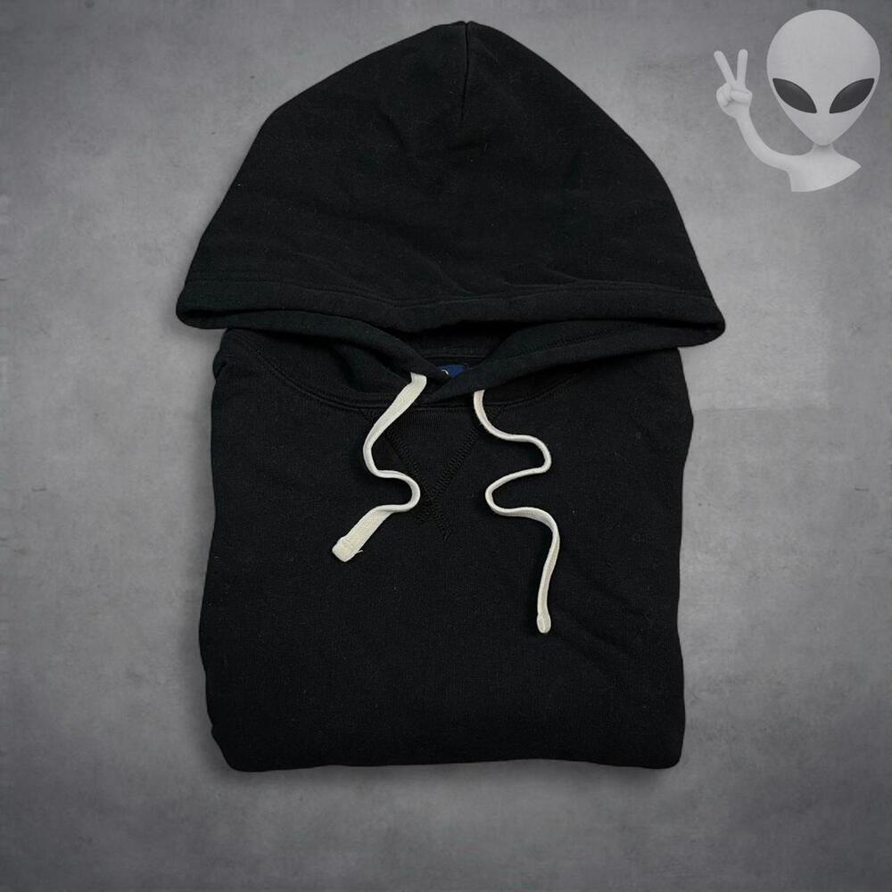 Polo Ralph Lauren Hoodie Medium Black Classic Pullover plain - Picture 7 of 7